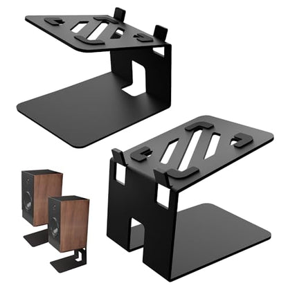 Desktop Speaker Stands,Metal with Vibration Pads,30 Lbs,Black | Desktop Stands with Vibration-Absorbing Pads and 7° Incline.Supports Up to 30 lbs.Fits Bookshelf and Studio Monitors.1 pair.