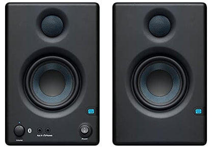 PreSonus Eris E3.5 BT Bluetooth Studio Monitor Pair Bundle with Monitor Stand, Isolation Pads, XLR Cables, TRS Cables, and Austin Bazaar Polishing Cloth - size: Bundle w/ Stand, style: E3.5 BT