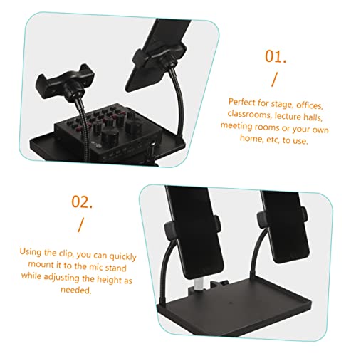 Microphone Stand Tray Clamp-on Tripod Shelf Sound Card Clip-on Tray Secure and Stable for Singing