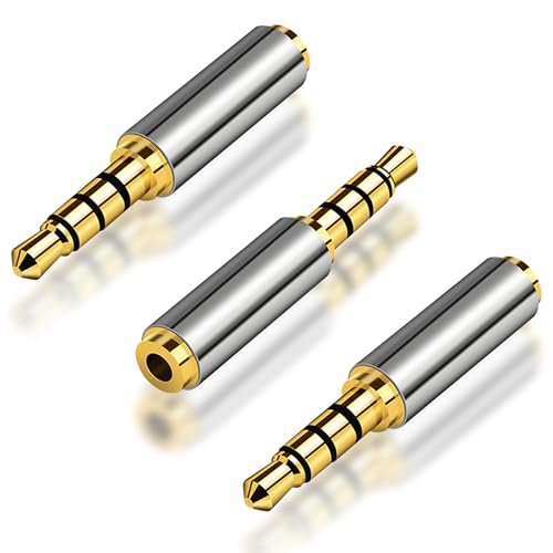 2.5mm Female to 3.5mm Male Adapter 2 Pack Gold Plated Jack Stereo Full Metal Connector Converter for Smartphones, Headphone, Mic, Tablets - style: 3.5M