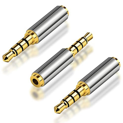 2.5mm Female to 3.5mm Male Adapter 2 Pack Gold Plated Jack Stereo Full Metal Connector Converter for Smartphones, Headphone, Mic, Tablets - style: 3.5M
