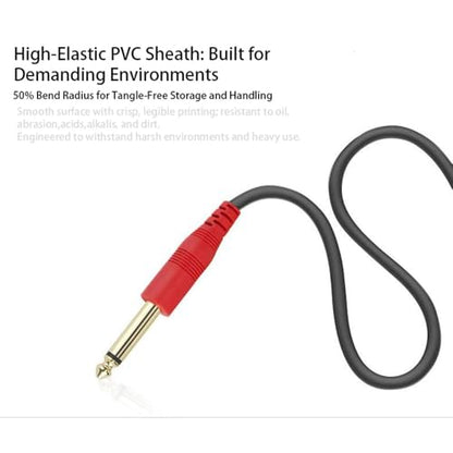 3.5mm to Dual 6.35mm Stereo Y Splitter Cable, 1/8" Male to Dual 1/4" Mono Male Audio Breakout Cord, Gold Plated Heavy Duty 5 Feet