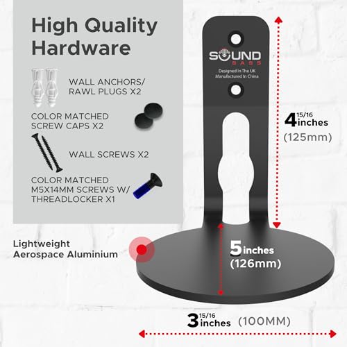 ERA 100 Wall Mount Bracket, Low Profile, Black, Twin Pack (2pcs) | Compatible with Sonos ERA100 & ERA 100 SL Speaker, Complete with All Fixing Hardware, Double, Pair - color: Black, size: Twin Pack