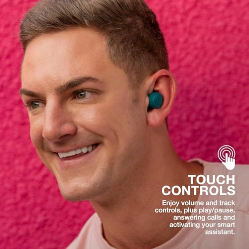 JLab Go Air Pop+, True Wireless Earbuds, Bluetooth Earbuds with Microphone, Dual Connect, USB-C Charging Case, Teal | Wireless Earphones, IP55 True Wireless Earbuds with Microphone, Application, Dual Connect, Charging Case - color: Teal, style: Pop+