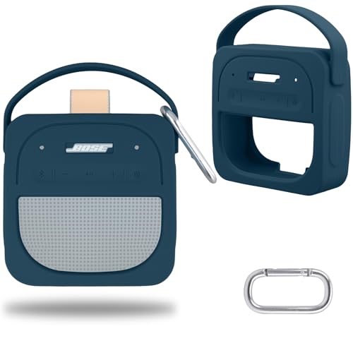 for Bose New SoundLink Micro 2nd Gen Speaker Silicone Case, Twilight Blue | 1:1 Molded Fit, Shock Absorption, Metal Carabiner, Flexible Carry Handle, Anti-Slip Texture, Elastic Recovery - color: Dark Blue Case