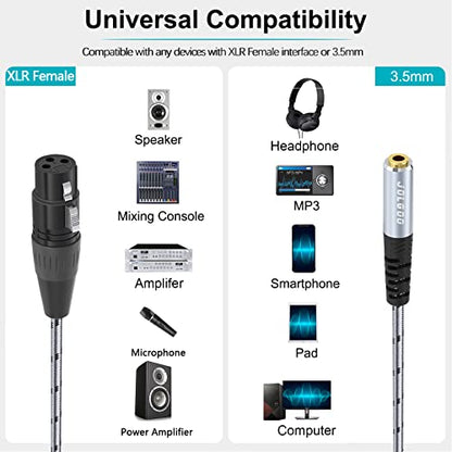 JOLGOO XLR Female to 3.5mm Stereo Jack Audio Adapter - 1 Feet, Balanced Audio Converter for XLR and 1/8 inch TRS Mini Jack Cables - style: 3.5mm Female to XLR Female