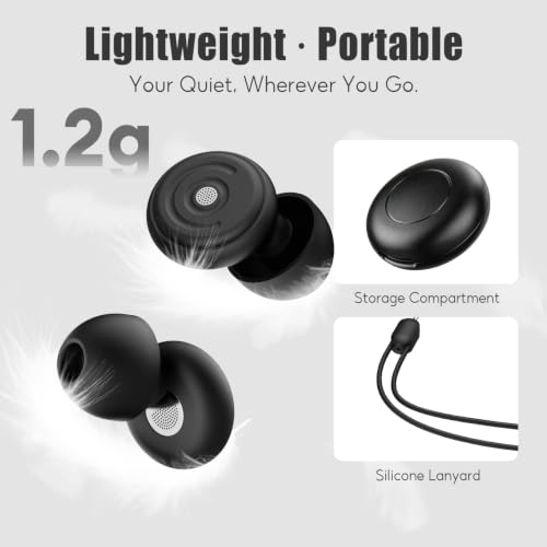 58-26dB Dual Mode Noise Cancelling Ear Plugs for Sleeping, Ear Protection – Flexible Soft Silicone Reusable Earplugs for Side Sleepers, Concerts, Airplane and Focus, with Portable Case