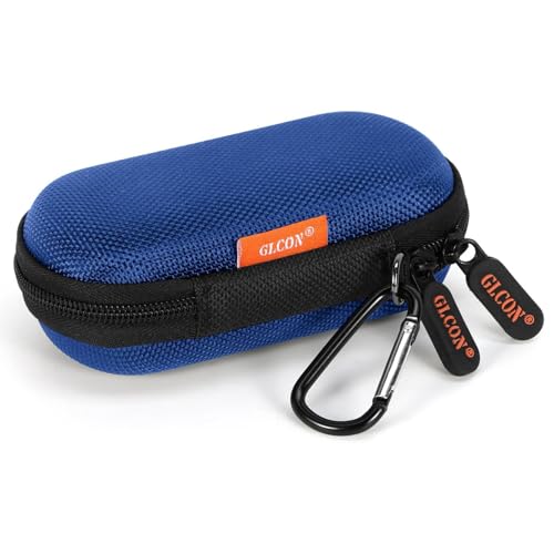 Blue Mini Earbud Case, Small Oval Hard Shell Carrying Pouch Bag - color: Blue