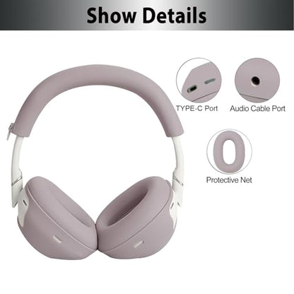 Adhiper 3-in-1 Silicone Sweat Case Cover for Sony WH-1000XM6 Headphones, XM6 Covers Accessories Silicone Ear Pads Covers & Headband Cover & Ear Cups Protector, Washable & Sweatproof - Smoky Pink - color: Smoky Pink