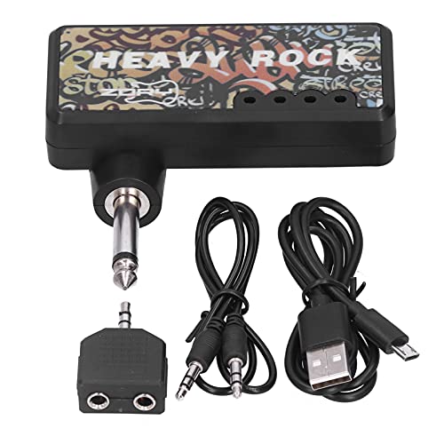 Guitar Bass Headphone Amplifier, Electric with Audio USB Chargable Portable Mini Amplificador Guitarra de Auriculares para Cable Adapter Charging Accessories Amps Pocket