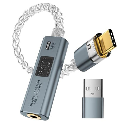 Vcddom USB C to 3.5mm Audio Adapter with Dual Chip CX31993 MAX97220 DAC & HiFi Headphone Amplifier, Type C to Amp Headphones Aux with USB-A Adapter for iPhone 17/16, Android, PC, Mac, iPad, PS5