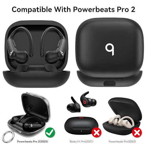 TPU Case for Beats Powerbeats Pro 2 2025 with Keychain,1 Pack - color: Transparent Black