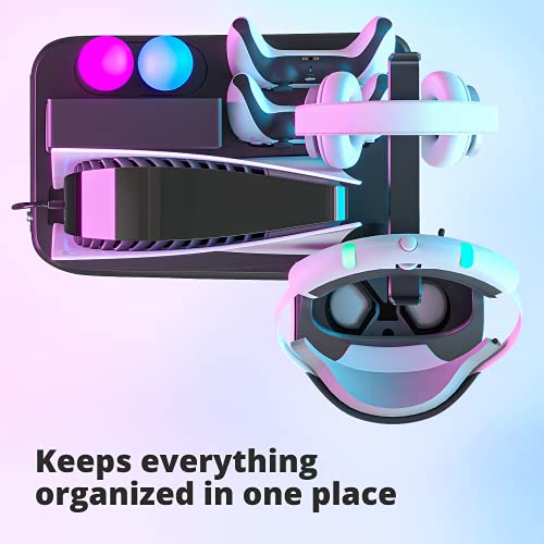 Skywin PSVR Charging Station Display Stand for PlayStation PS5, Black, Cool Headset and Controller Charger Hub with Fan Idea