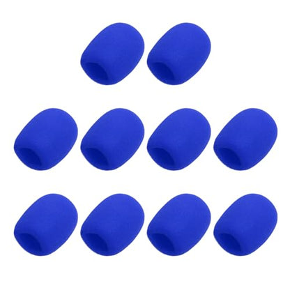 MECCANIXITY 10pcs Microphone Foam Covers, 40mm (1.57") ID 10mm (0.39") Thickness Microphone Windscreen Foam Cover for Most Handheld Microphones, Blue - color: Blue