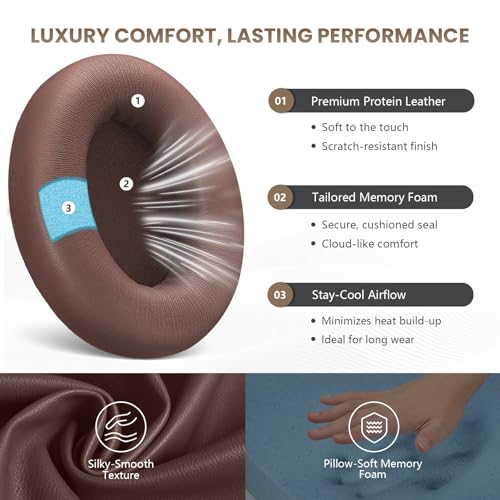 Studio Pro Headphone Ear Pads, Replacement Earpads/Cushions for Beats Studio Pro, with Premium Protein Leather, Resilient Memory Foam, Added Thickness - color: Earth