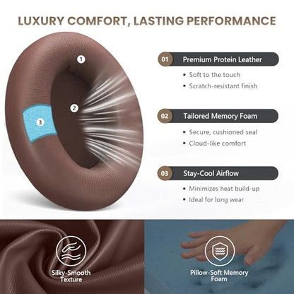 Studio Pro Headphone Ear Pads, Replacement Earpads/Cushions for Beats Studio Pro, with Premium Protein Leather, Resilient Memory Foam, Added Thickness - color: Earth