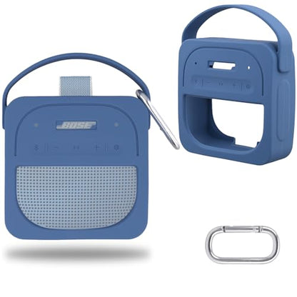 for Bose New SoundLink Micro 2nd Gen Portable Speaker Silicone Case, Blue | 1:1 Molded Fit, Shock Absorption, Metal Carabiner, Flexible Carry Handle, Anti-Slip Texture, Elastic Recovery - color: Blue Case