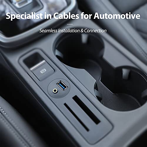 1M 3ft 3.5mm & USB 3.0 AUX Extension Mount Flush Cable | Dash & Panel Mount, For Car, For Boat, For Motorcycle - size: 3 feet