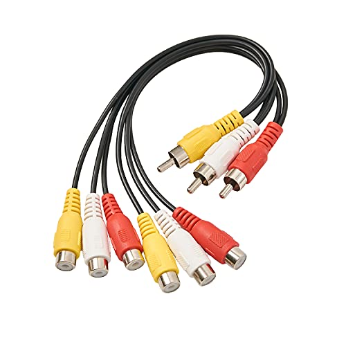 AV Cable Splitter, 3 RCA Male Jack to 6 RCA Female Plug Splitter Audio Video Av Adapter Cable Composite Video Splitter Adapter Output Cables Cord - size: 3 RCA M to 6 RCA F
