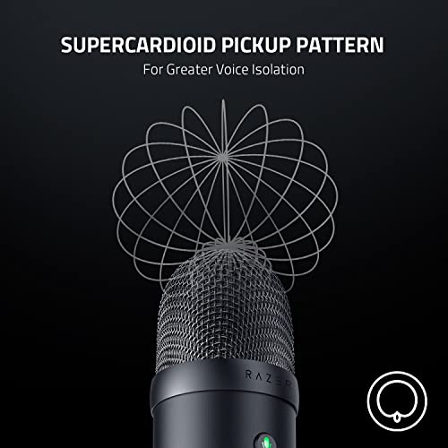 Razer Seiren V2 X PC 스트리밍 및 게임용 USB 콘덴서 마이크: 슈퍼카디오이드 픽업 패턴 - 통합 디지털 리미터 - 마이크 모니터링 및 게인 컨트롤 - 내장 충격 흡수 장치