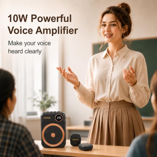 Voice Amplifier for Teachers with Dual Magnetic Wireless Lavalier Microphones & Noise Reduction - Bluetooth Portable Rechargeable Speaker for Classroom, Meetings, Yoga, Speeches