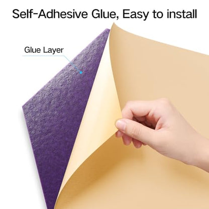 12 Pack Self-Adhesive Acoustic Panels 12" X 10" X 0.4" - Sound Proof Foam Panels with High Density, Y-Lined Design, Flame Resistant, Absorb Noise and Eliminate Echoes(Purple) - color: Purple, size: Y-Cut Hexagon 12 Pack