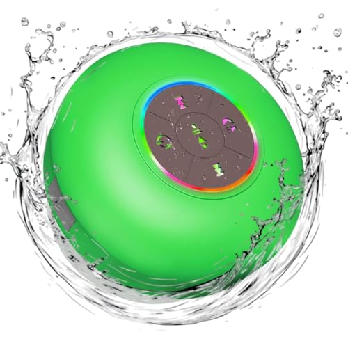 Bluetooth Shower Speaker with LED – Portable Wireless Mini Speaker with Mic & Suction Cup, IPX4 Water Resistant for Shower, Travel, Pool, River Floating, and Outdoor Fun (Green) - color: Green