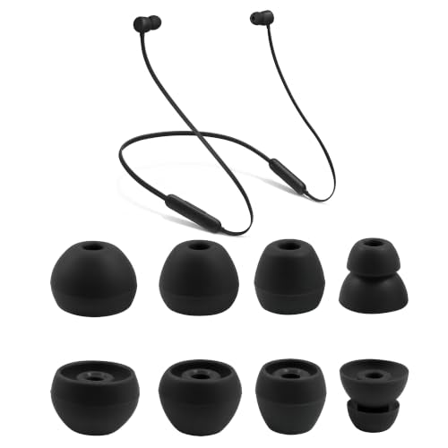 Replacement Eartips for Beats Flex, 4 Pairs Soft Silicone Ear Tips Ear Buds Ear Caps Ear Plugs Compatible with Beats Flex Wireless Earbuds Black - color: smoke gray yuzu yellow blue black
