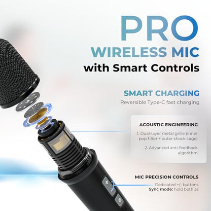 WinBridge 30W Voice Amplifier with 2 Wireless Mics, Portable PA Speaker S90 | DSP Crystal-Clear Sound, 65ft+ Stable Range, 13H Mic Battery,BT/USB/TF/AUX, Lightweight for Teaching, Public Speaking, Event