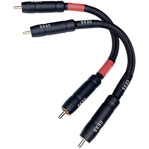 CNCESS Braided RCA Male to Male Stereo Patch Cable, 6 in, 2-Pack - size: 6 Inches