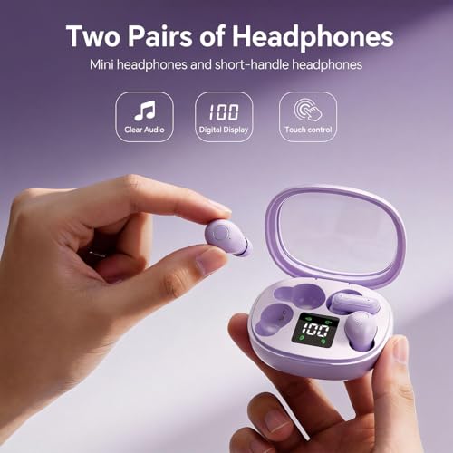 Xmenha Mini Invisible Small Earbuds Set Sleep Ear Buds Wireless Bluetooth for Small Ears Canals Side Sleepers Tiny Micro Low Profile Smallest Hidden Discreet Earbuds 2 Pack Headphones for Work - color: Black