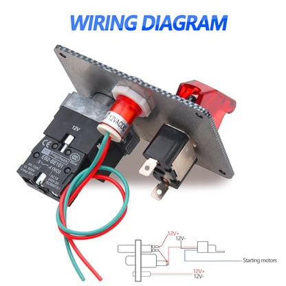 12V Ignition Switch Panel, Race Car Ignition Switches with Push Button Engine Starter Switch Panel, Racing Switch Panel Carbon Fiber LED Ignition Toggle Switches Panel 2 in 1 for RV Truck | Engine Starter Switch Panel, Racing Switch Panel Carbon Fiber LED