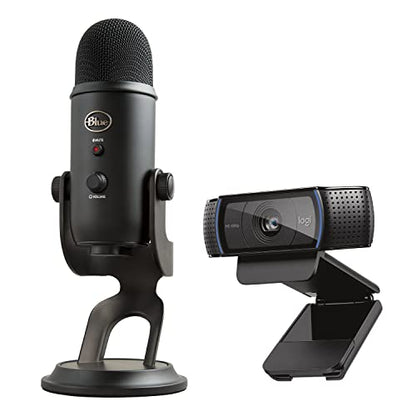 Logitech C920x HD Pro Webcam, Full HD 1080p/30fps - Black w/Blue Yeti USB Microphone - Blackout - size: 1 Pack, style: 1080P/30 fps, 720p/30fps