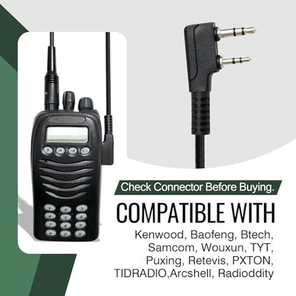 Single Side Noise Cancelling Headset Overhead Radio Headphone with Boom Mic PTT for Kenwood 2 Pin for Baofeng UV-5R AR-152 UV-82HP BF-F8HP BF-888S Archsell AR-5 Retevis RT17 RT21 RT27