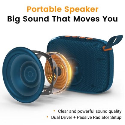 Waterproof Portable Bluetooth Speaker with Lights & Lanyard, Blue | Compact Wireless Outdoor Speaker, 10H Playtime, Bluetooth 5.3 Stable Connection IPX5 for Beach, Camping, Travel and Shower - color: Blue