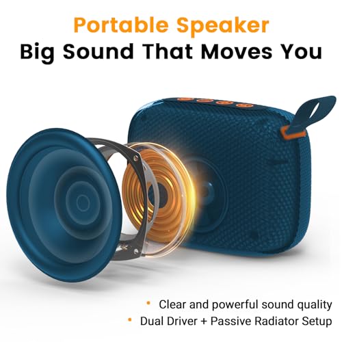 Waterproof Portable Bluetooth Speaker with Lights & Lanyard, Blue | Compact Wireless Outdoor Speaker, 10H Playtime, Bluetooth 5.3 Stable Connection IPX5 for Beach, Camping, Travel and Shower - color: Blue