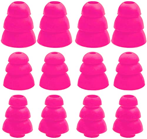JNSA 3 Flange Ear Tip Noise Cancelling Triple Flange Eartip Replacement Earbuds Tips Compatible with Most Earbuds Diameter 4mm - 5mm in-Ear Earphones,S/M/L,6 Pairs, Pink 3F6P3P - color: Pink