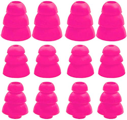JNSA 3 Flange Ear Tip Noise Cancelling Triple Flange Eartip Replacement Earbuds Tips Compatible with Most Earbuds Diameter 4mm - 5mm in-Ear Earphones,S/M/L,6 Pairs, Pink 3F6P3P - color: Pink