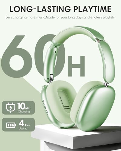 Wentronic Y02 Active Noise Cancelling Wireless Headphones, Green | Over-Ear, Bluetooth, 60H Playtime,Crystal Clear Calls, Hi-Res Audio, Big Bass, Foldable Lightweight for Travel Home Office - color: Green