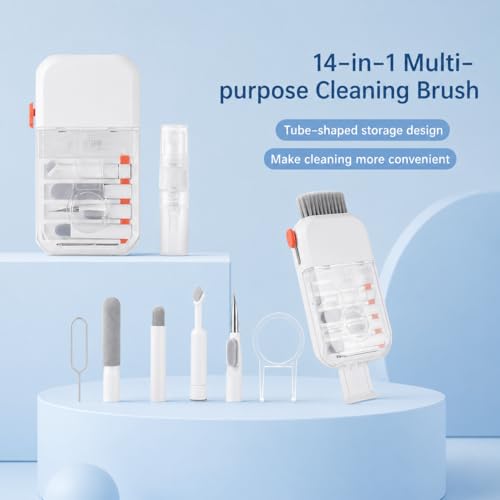 14 in 1 Earphone Cleaner Kit, Multi-Purpose Phone Cleaning Kit, Charging Port Cleaner, for Laptop Computer Earbud Headphone iPhone Earphone Keyboard Camera Speaker Screen - color: white-14