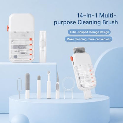 14 in 1 Earphone Cleaner Kit, Multi-Purpose Phone Cleaning Kit, Charging Port Cleaner, for Laptop Computer Earbud Headphone iPhone Earphone Keyboard Camera Speaker Screen - color: white-14