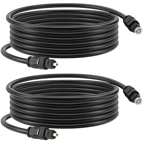 Toslink Optical Audio Cable, 2 Pack 1.8M/6Ft Digital Optic Cord, Gold Plated Plugs Fiber Optic Audio Adapter Toslink Cord for Audio System, Sound Bar, TV, Game Consoles, Home Theaters Etc