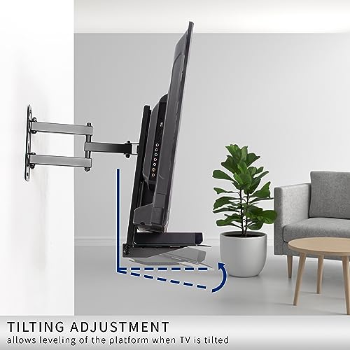 VIVO Under or Above TV VESA Wall Mount Shelving Bracket with Tilt, Glass Storage Shelf for DVD Player, Cable Box, Stereo, and AV Component, Black, MOUNT-SF04R