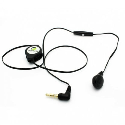 Black Retractable 3.5mm Mono Handsfree Headset Earphone Single Earbud with Microphone for AT&T Samsung Focus S, AT&T Samsung Galaxy Appeal, AT&T Samsung Galaxy Exhilarate SGH-i577, AT&T Samsung Galaxy Express