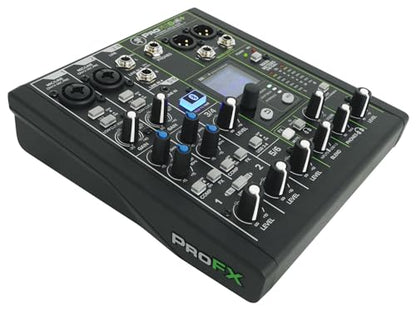 Audiosavings Bundle: (1) Mackie ProFX6v3+ 6-Channel Analog Mixer w/Enhanced FX/USB Recording/Bluetooth Bundle With (1) Rockville RCXFM20E-B 20 Foot Female to Male XLR Mic Cable Black 100% Copper