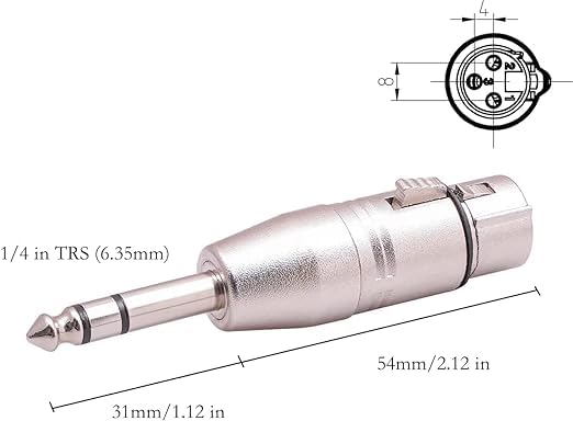 1/4 to XLR Adapter for Microphone, Mixer, 4 Pack, Silver, 1/4 TRS Male to XLR Female Adapter, 3-PIN Adapter Connector, Compatible with Microphone,Mixer, Zinc Alloy with Nickel Plating - size: 4PX1 (Male to Female), style: 1/4" TRS to XLR Adapter