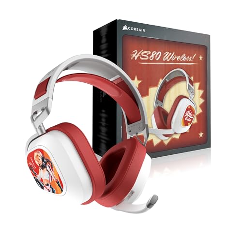 Corsair HS80 RGB Wireless Fallout Nuka-Cola Edition Multiplatform Gaming Headset – Dolby Atmos, Lightweight, Broadcast Quality Microphone – PC, Mac, PS5, PS4