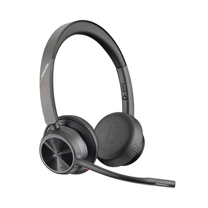 Poly Voyager 4320 UC Wireless Headset & Charge Stand - Noise-Canceling Wireless Headphones with Mic - Connect to PC via USB-C to USB-A Adapter, Cell Phone via Bluetooth, Microsoft Teams Certified - style: Headset + Charge Stand, Teams Version