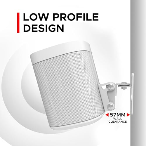 Sound Bass Play 1 Wall Mount, White, Single (1pc) Adjustable Tilt & Swivel | Compatible with Sonos Play:1 Only, Adjustable Swivel & Tilt Mechanism,Includes All Mounting Fixings - color: White