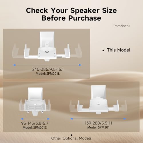 suptek Large Dual Side Clamping Bookshelf Speaker Wall Mounting Bracket for Large Surrounding Sound Speakers, Hold up to 55lbs White SPM201LW - size: Large--white